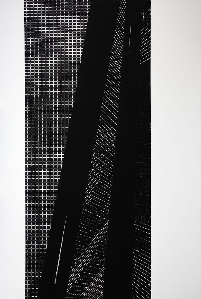 BLACK SPACE VIBRATION, polyptych, part 3,  acrylic, canvas  240 x 160 cm  2018